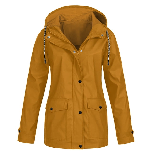 Veste Coupe-Vent à Capuche pour Femmes Grande Taille Imperméable Unie Manteau de Pluie Extérieur Plus Imperméable à Capuche Vestes Coupe-Vent Manteau Uni Imperméable en Liquidation