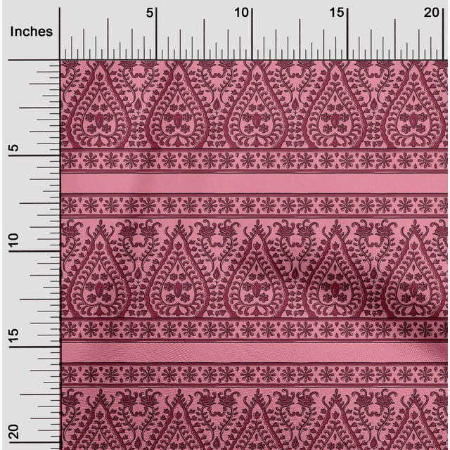 oneOone Georgette Viscose Fabric Stripe|Leaves & Floral Block Decor Fabric Printed BTY 42 Inch Wide