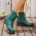 thumbnail image 4 of Cameland Women's Retro Solid Color Mid Calf Boots Middle-Heels Round-Toe Boots Back Zipper Boots, 4 of 5