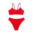 thumbnail image 1 of Womens 2 Piece Swimsuits Summer Beach Solid Color Backless Bikini Split Set Red Women Bathing Suits M, 1 of 7