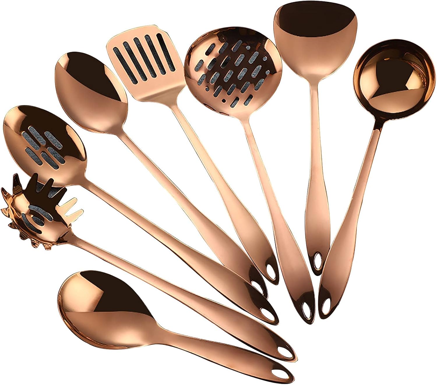 PinesC UrbanMingle Kitchenware set 8 Pcs Kitchen Utensil Set Cooking Set Heat Resistant & Non Stick Pans Cooking Kitchen Gadgets Stainless Steel Golden (Color : Pink Golden) Pink Golden