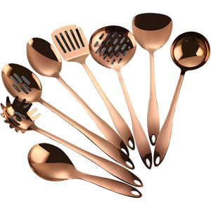 PinesC UrbanMingle Kitchenware ensemble 8 Ensemble d'Utensiles de Cuisine Pcs Ensemble de Cuisine Résistant à la chaleur & Plaques de cuisine Gadgets cuisine en acier inoxydable or (couleur : Or rose) Or rose