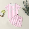 thumbnail image 1 of Ensemble de Sommeil d'Été pour Filles Style Coréen, Confortable, à Rayures, Manches Courtes, Deux Pièces, pour Usage Quotidien et Activités Extérieures, 1 of 3