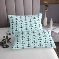 thumbnail image 3 of Erosebridal Nautical Anchor Print Coverlet Set King, Blue Geometric Wave Stripes Bedding Set 3-Piece, 3 of 5