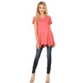 thumbnail image 1 of Womens Short Sleeve Scoop Neck Flowy Tunic Top - Made in USA, X-Large, Coral, 1 of 1