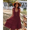 thumbnail image 2 of YNIQUE Womens Summer Casual Spaghetti Strap Smocked Ruffled Vacation Mini Dress, 2 of 6