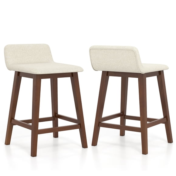 Patiojoy Counter Height Stools Set of 2 24 Inch Low-Back High-Top Chairs w/ Padded Seat & Backrest Brown