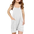 thumbnail image 1 of Plebaso Girls Summer Sleeveless Casual Solid Color Romper Spaghetti Strap Shorts Jumpsuit With Pockets, 1 of 5