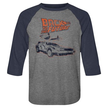 Back to the Future T-Shirt de Baseball Raglan pour Adulte Bleu Marine/gris