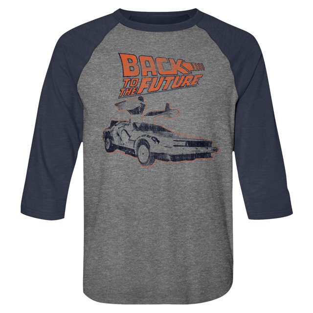 Back to the Future T-Shirt de Baseball Raglan pour Adulte Bleu Marine/gris