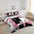 thumbnail image 3 of YST Geometric Square Bed Comforter Set Pink Black Grey White Bedding Set For Kids Girls King,Grid Sequins Comforter Set Modern Stylish Quilt Duvet Soft Lightweight Room Decor, 3 of 6