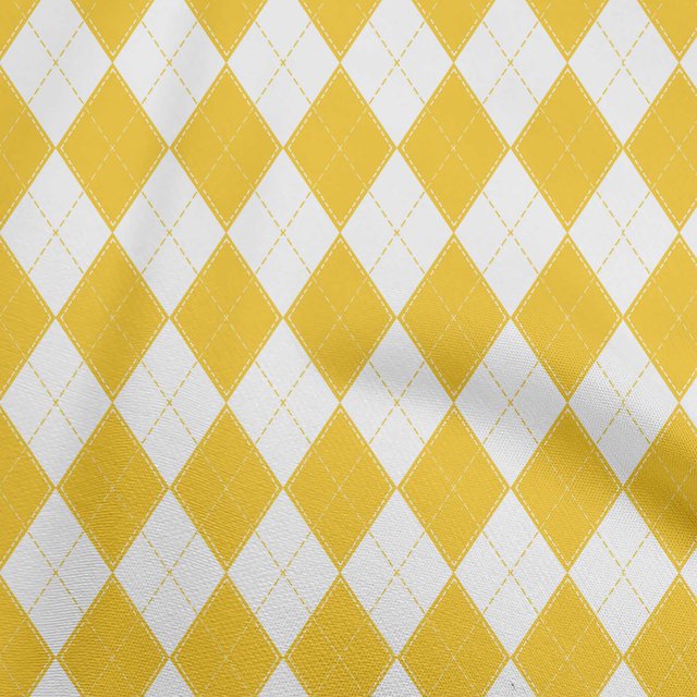 oneOone Cotton Poplin Yellow Fabric Check Argyle Sewing Craft Projects Fabric Prints By Yard 42 Inch Wide