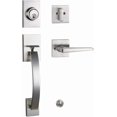 thumbnail image 1 of Front Double Door Traditional Style Keyed Entry Door Handleset with Lever Handle in Matte (Keyed and Dummy Set) MDHSTDBSETBR, 1 of 6