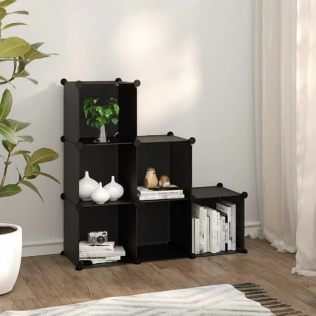 vidaXL Cube de Rangement avec 6 Cubes Noir PP