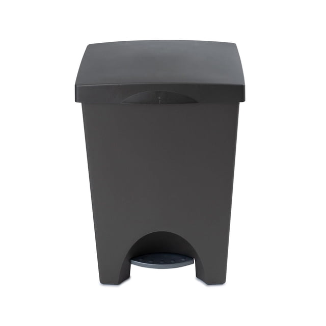 Mistral 50L iCan Step on Garbage Can brown with a matte finish, featuring a wide foot pedal for hands-free lid opening, a removable liner for easy cleaning, and a space-efficient rectangular design that fits standard 24" x 28" bags, ideal for home waste organization.