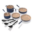 thumbnail image 1 of Ninja Ceramic Cookware Set Extended Life 11-Piece Kitchen Cookware Sets with Comfort Grip Nonstick Fry Pans Pots PTFE Free Oven & Dishwasher Safe Stovetop Compatible Navy Blue CW49011, 1 of 5