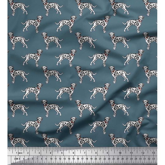 Soimoi Poly Georgette Fabric Dalmatian Dog Print Fabric by Yard 42 Inch Wide