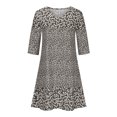 thumbnail image 4 of Weiqiqre Robes Habillées pour Femmes, Robe Mini d'Été Décontractée pour Femmes à Col en V Imprimé, Manches 3/4, Plissée, 4 of 6