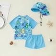 thumbnail image 4 of Curenmufel Boys Swim Trunk Sets Swim Suits Rash Guard Bathing Suit Set 2 Pcs Holiday 3T 4T (Sky Blue,3-4 Years), 4 of 9