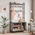 thumbnail image 1 of Hall Tree with Bench and Shoe Storage, 5 in 1 Coat Rack with Shoe Bench, Entryway Furniture with 8 Hooks, Farmfouse Style, 1 of 9
