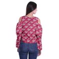 thumbnail image 4 of Moomaya Hauts à Épaules Dénudées Chemises pour Femmes Blouse Décontractée Imprimée Haut Court, 4 of 4