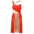 thumbnail image 1 of RUNQHUI Robe Justaucorps Sans Manches en Mesh à Blocs de Couleur pour Femmes, Danse Moderne Contemporaine, Orange m, 1 of 5
