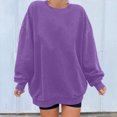 thumbnail image 2 of RKSTN Chandails Molletonnés pour Femmes Col Ras du Cou Automne Légers Hauts de Couleur Unie 2023 Mode Chauds Coupe Ample Chandails Molletonnés à Enfiler, 2 of 6