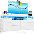 thumbnail image 1 of CazToi Meuble Télé de 63 Pouces Commode 10 Tiroirs en Tissu Ports USB Intégrés Éclairage DEL pour Téléviseurs de 75 Pouces, 1 of 6