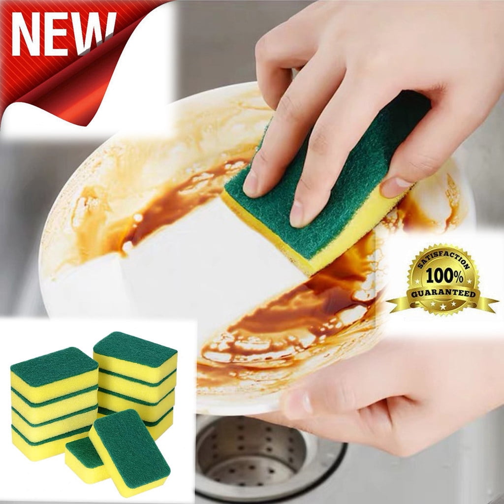 Sentmoon Dish Sponge Kitchen Sponge 1 PC Kitchen Cleaning Sponges Eco Friendly Non Scratch Dish Scrub Pads Heavy Duty Degreasing Multipurpose Scouring Sponge Set for Plates Pots Pans