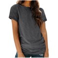 thumbnail image 1 of AherBiu Womens Tops Basic Solid Color Casual Crewneck Short Sleeve Loose Fitting Comfy Tops Tees Shirts, 1 of 4