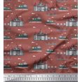 thumbnail image 1 of Soimoi Rayon Fabric Ship,Castel & Bridge Architectural Print Fabric by the Yard 56 Inch Wide, 1 of 1
