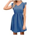 thumbnail image 2 of Gspmoly Robes Grande Taille pour Femmes aux Formes, Robe Décontractée de Vacances à Col en V avec Ceinture à Oreilles en Bois pour Femmes, Robes de Mariage pour Femmes jusqu'à 70 % de Rabais, 2 of 5