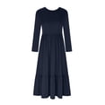 thumbnail image 3 of cfhntfmh Robes Maxi pour Femmes Décontractées d'Automne à Col Rond à Manches Longues Robe Fluide Mode Plissée à Étages Robe Trapèze avec Poches, 3 of 4