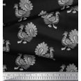 thumbnail image 2 of Soimoi Georgette Viscose Fabric Peacock Block Printed Fabric 1 Yard 42 Inch Wide, 2 of 3