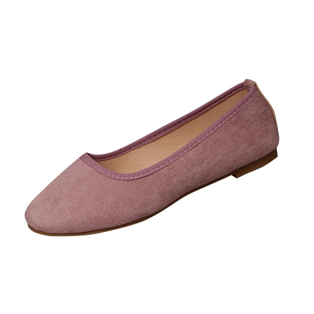 WRKEKC Womens Shoes Square Toe Low Cut Wide Width Solid Color Low Heel Comfortable Slip On Spring Summer Casual Shoes