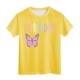 thumbnail image 1 of PMVFHDE Hauts de Bain pour Fille T-Shirt Fille d'Anniversaire à Manches Courtes T-Shirt d'Été à Col Rond Coupe Décontractée Chandails de Base Jaune, 3-4 Ans, 1 of 4