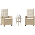 thumbnail image 1 of vidaXL 3 Piece Bistro Set with Cushions Beige Poly Rattan, 1 of 5