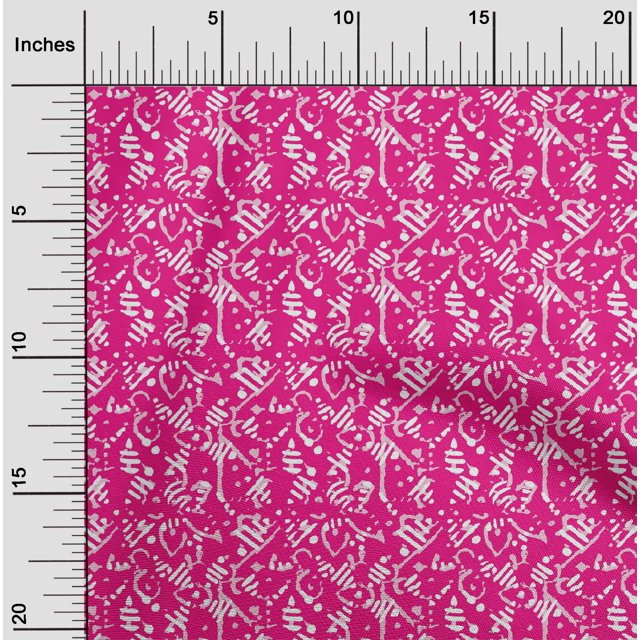 oneOone Tissu Popeline de Coton Imprimé Bloc Abstrait 56 Pouces de Large