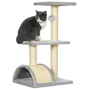 PawHut 28" Cat Tree Climbing Tower with Sisal Scratching Post, Light Grey