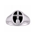 thumbnail image 1 of RYLOS Unisex Rings Sterling Silver Religious Cross Prayer Ring With Diamonds & Black Onyx Designer Jewelry Size 8, 1 of 6