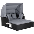 thumbnail image 1 of Gymax Rattan Daybed Lounge with Retractable Canopy, Gray, 1 of 4