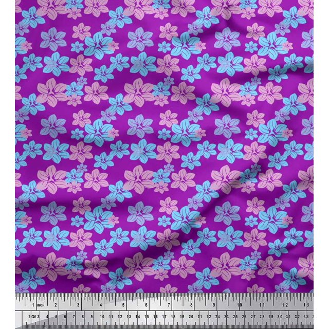 Soimoi Moss Georgette Fabric Artistic Floral Printed Fabric 1 Yard 42 Inch Wide