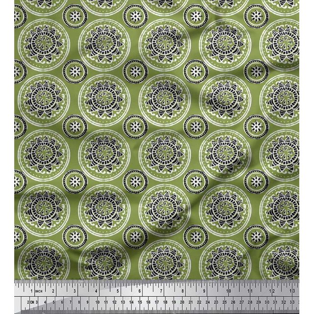 Soimoi Poly Georgette Fabric Floral Block Print Fabric by The Yard 42 Inch Wide
