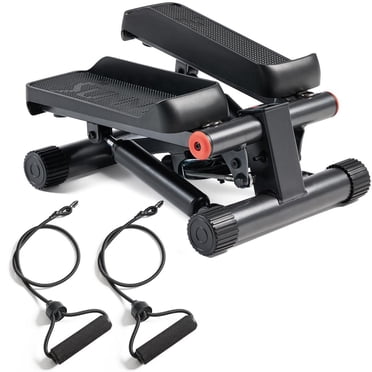 Sunny Health & Fitness Smart Mini Steppers for Exercise at Home with Resistance Bands, Stair Step Stepper for Full Body Cardio Workout, Gym Equipment Machine, SunnyFit App Connection - NO.12SMART