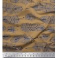 thumbnail image 1 of Soimoi Brown Poly Georgette Fabric Tribal Feather Printed Fabric 1 Yard 52 Inch Wide, 1 of 3