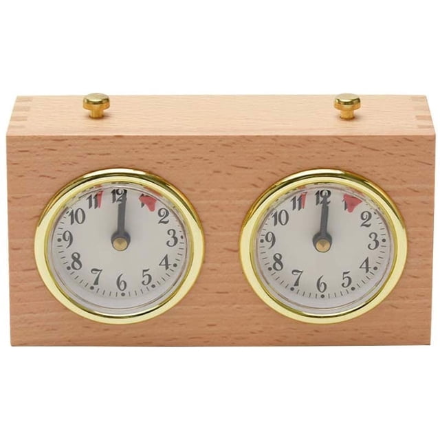 Jinsinto Chess Clock Timer, Wooden Analog Board Game Competition Chess Clock Timing Tools High Precision Mechanical Chess Clock for Various Chess Games