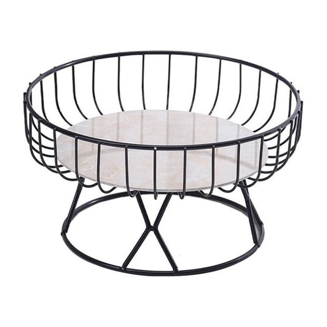 Fruit Tray Storage Basket Iron Platter Workmanship Household Accessories Decorations Wedding Accessory Ornamental Black Small
