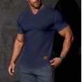 thumbnail image 1 of asjyhkr Mens Workout Compression T Shirts Ribbed V Neck Short Sleeve Tops Summer 2025 Gym Athletic Running Tees, 1 of 9