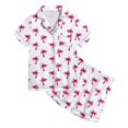 thumbnail image 4 of Luvoko Ensemble de Pyjama 2 Pcs pour Enfants Imprimé Graphique Chemise à Manches Courtes Boutonnée Shorts Pyjama, 4 of 5