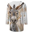thumbnail image 3 of Blouses pour Femmes Mode, Mode Femmes Décontracté Imprimé Col Rond Manches 3/4 T-Shirt Haut Blouse, 3 of 5